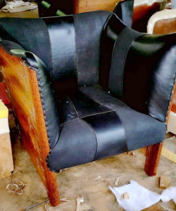 Palmwood leather one seater sofa